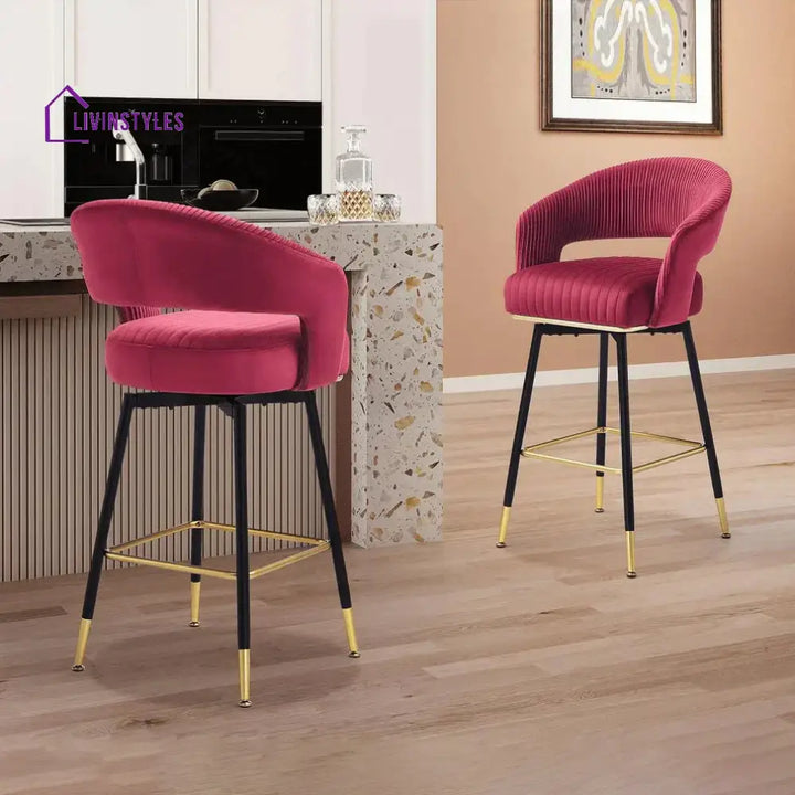 Ashwin Burgundy Mixoy Bar Stool