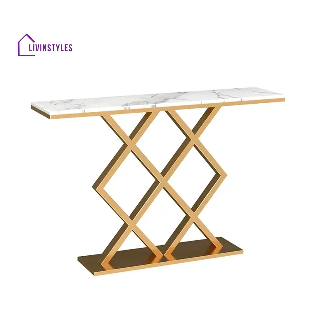 Ashwin Contemporary Console Table In Geometric Criss Cross Pattern End Tables