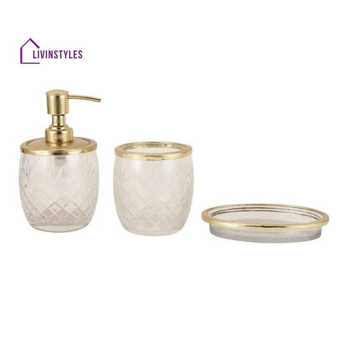 Astrid Crystal Cut Bathroom Set In Gold Bathroom