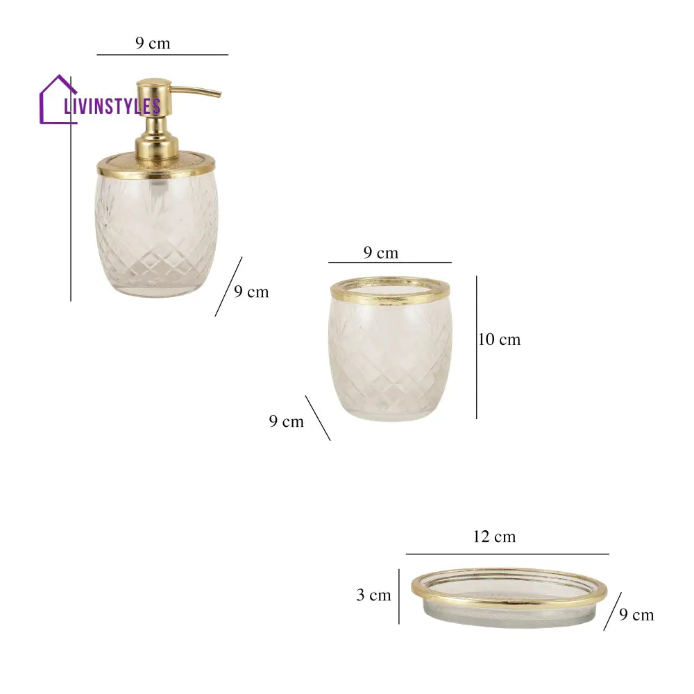 Astrid Crystal Cut Bathroom Set In Gold Bathroom