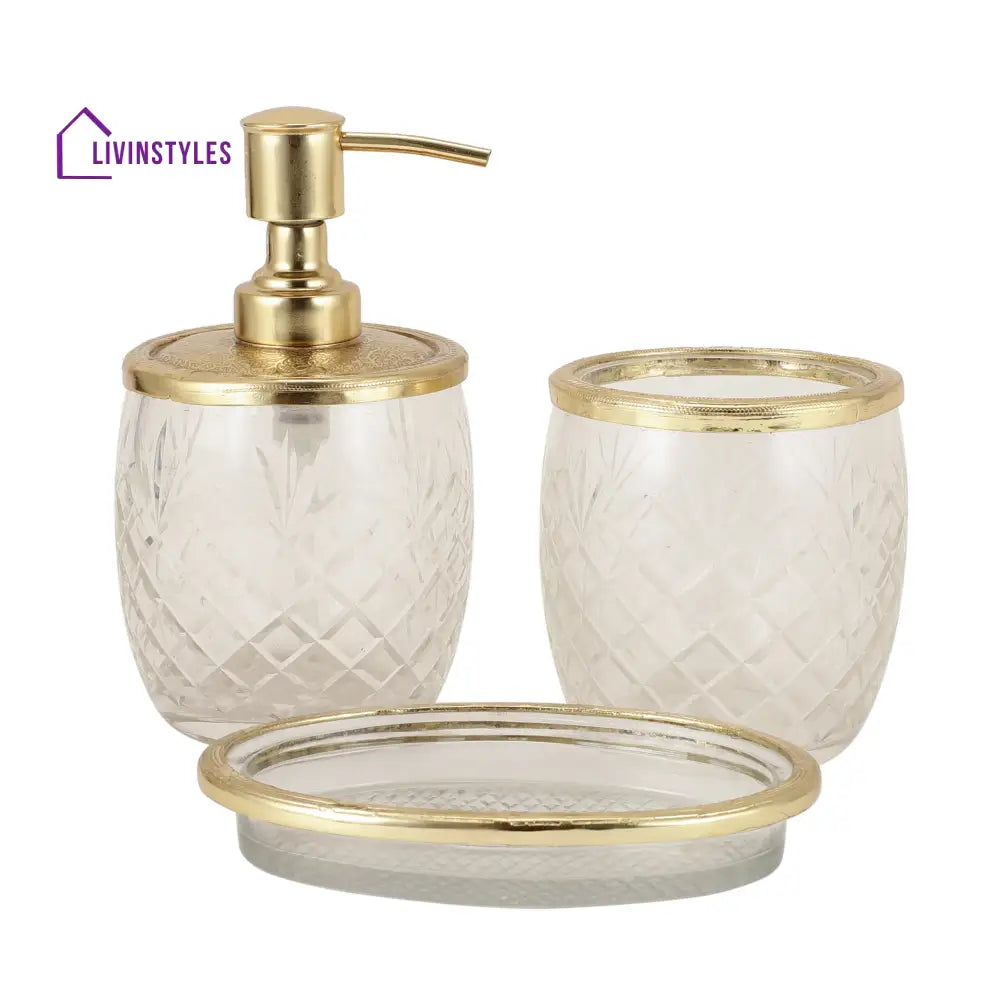 Astrid Crystal Cut Bathroom Set In Gold Bathroom