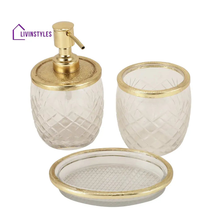 Astrid Crystal Cut Bathroom Set In Gold Bathroom