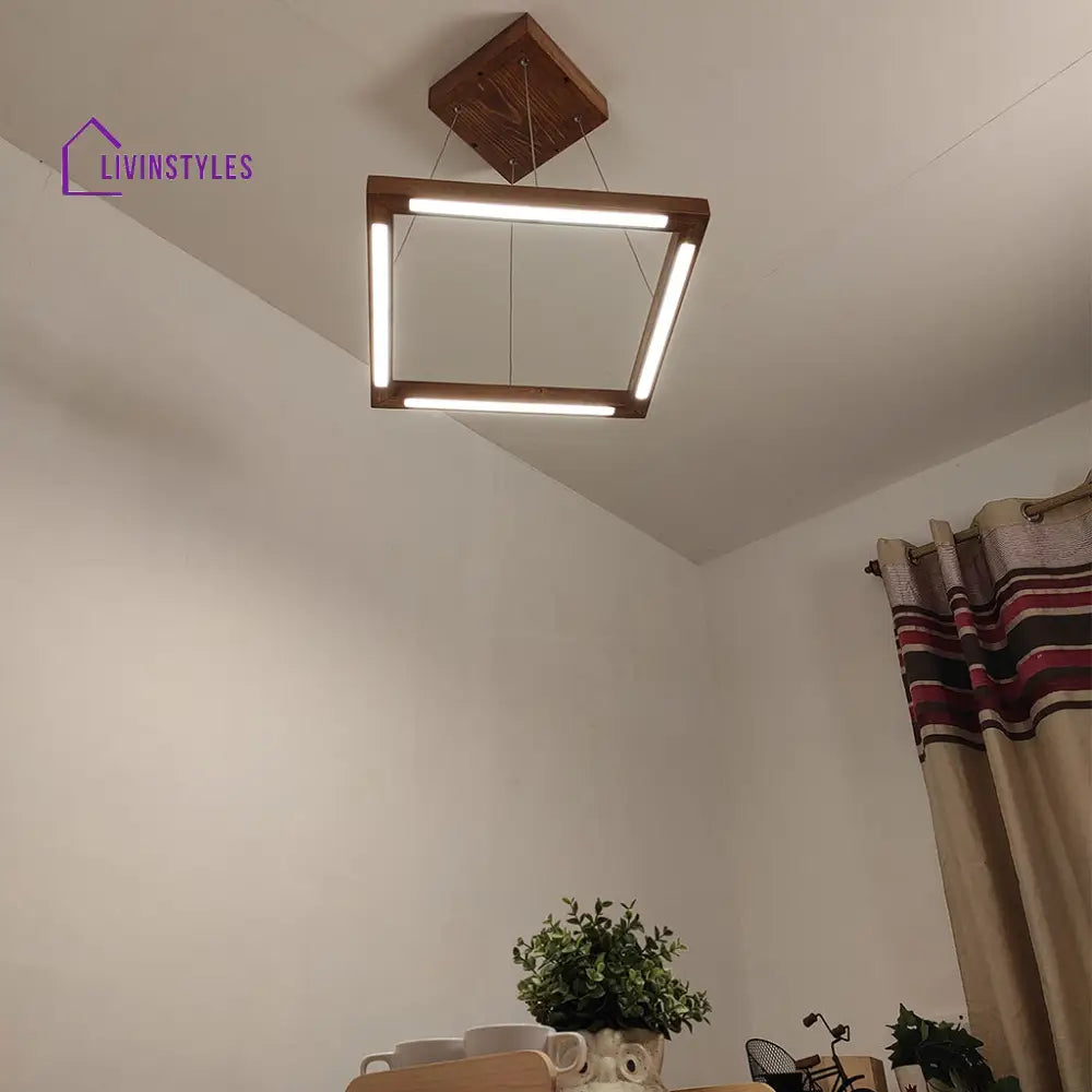 Atrium Brown Square Led Hanging Lamp Lamps