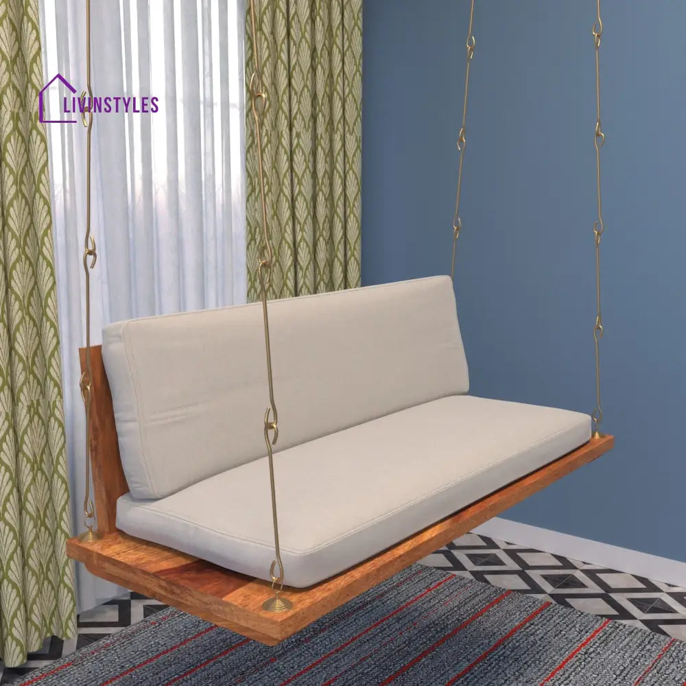 Aura Sweden Soft Touch Upholstery Wooden Swing For Home