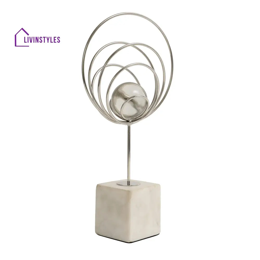 Aurora Silver Rings Crystal Ball Sculpture Decorative