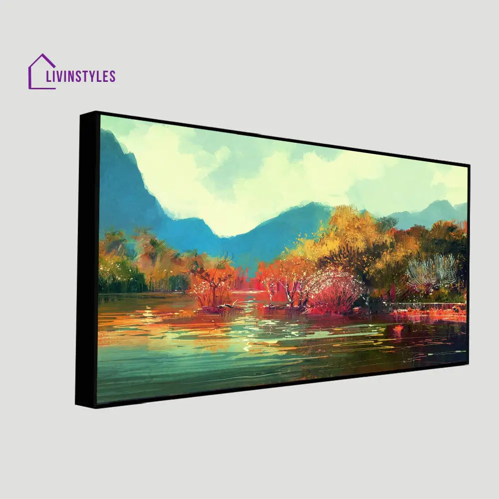 Autumn River In Vibrant Colors Wall Painting