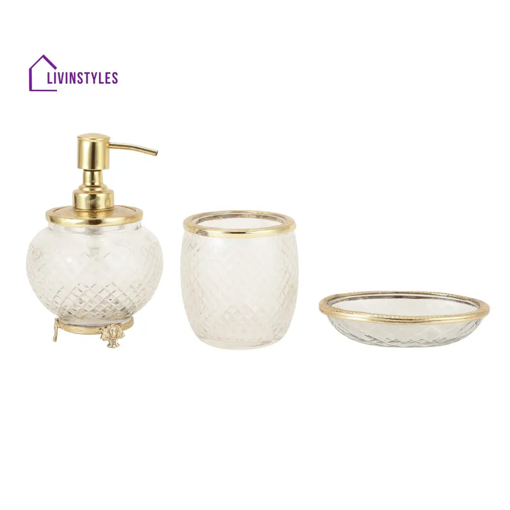 Ava Crystal Cut Bathroom Set In Gold