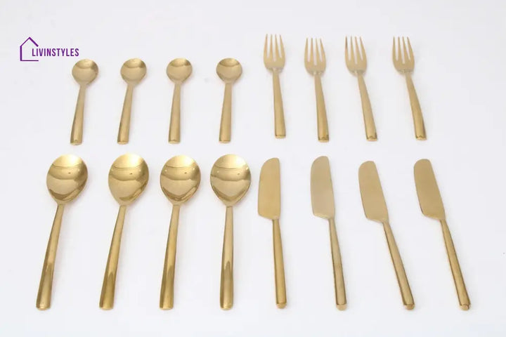 Ava Luxe Gold Cutlery Set Of 16