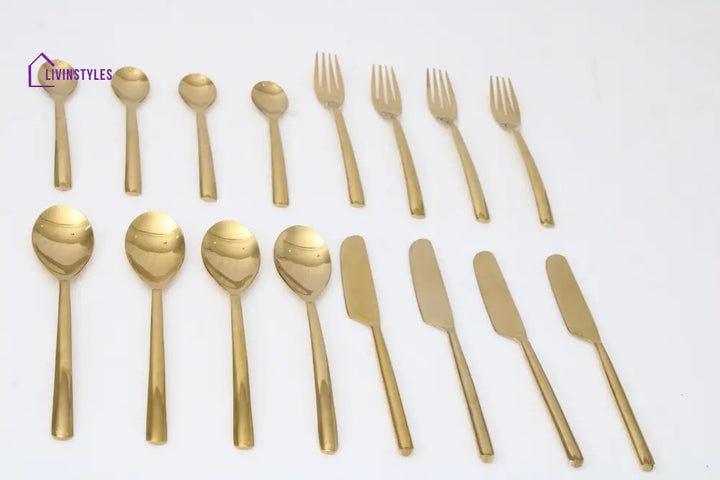 Ava Luxe Gold Cutlery Set Of 16