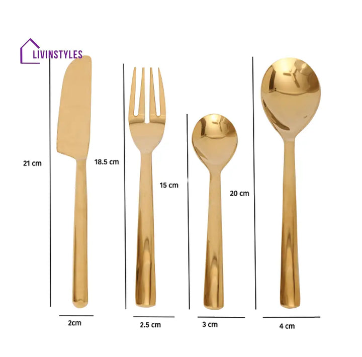 Ava Luxe Gold Cutlery Set Of 16