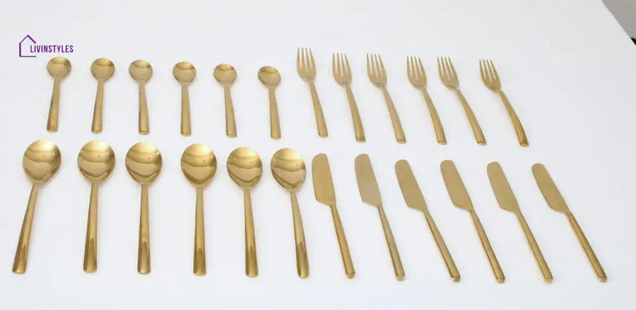 Ava Luxe Gold Cutlery Set Of 24