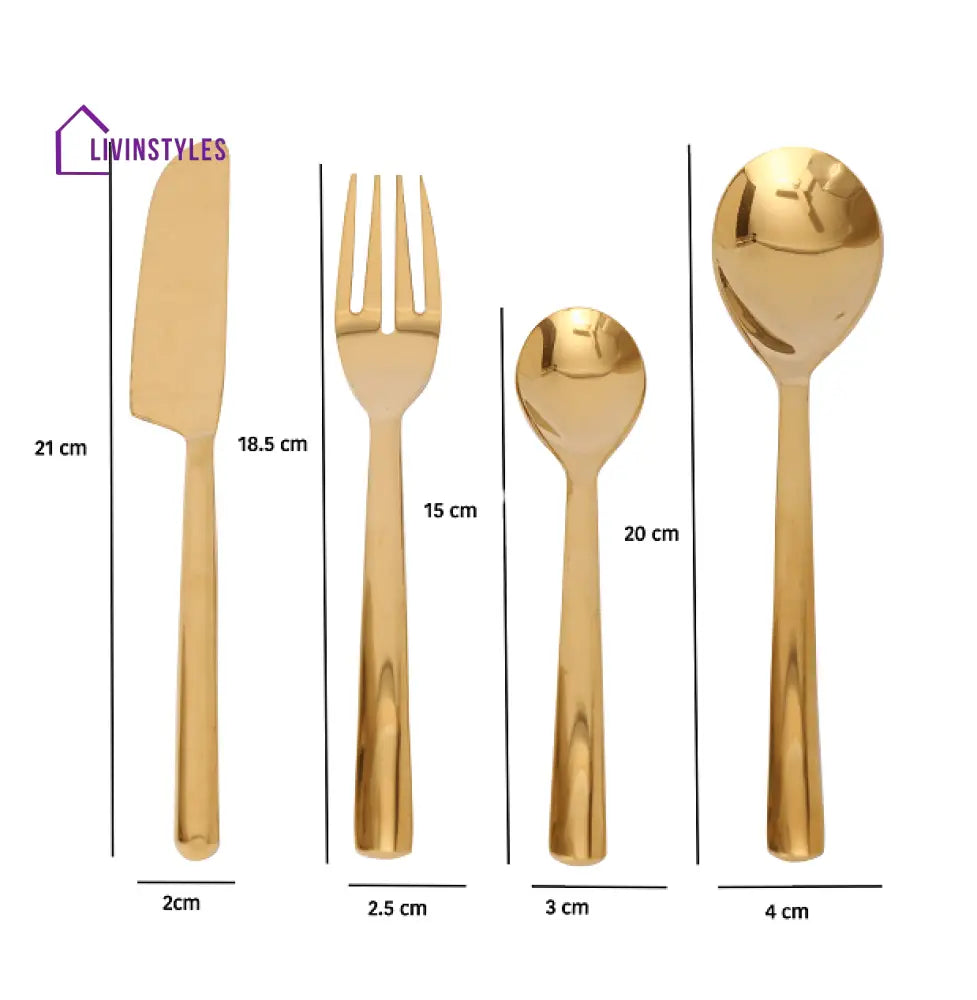 Ava Luxe Gold Cutlery Set Of 24