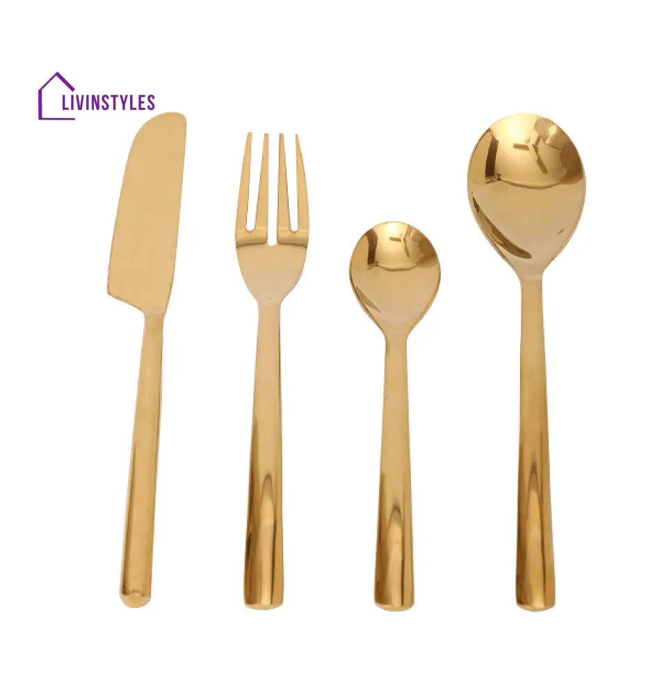 Ava Luxe Gold Cutlery Set Of 24