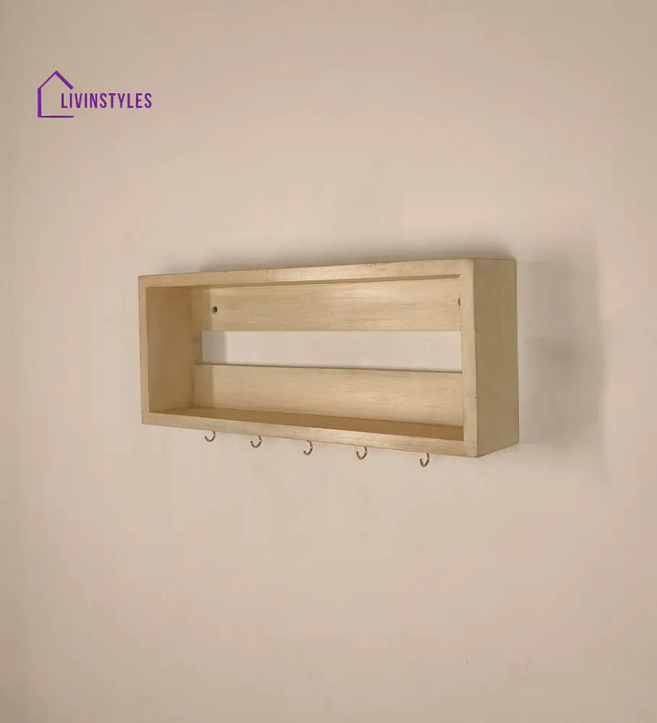 Avalon Wooden Wall Shelf Organiser With Key Holders