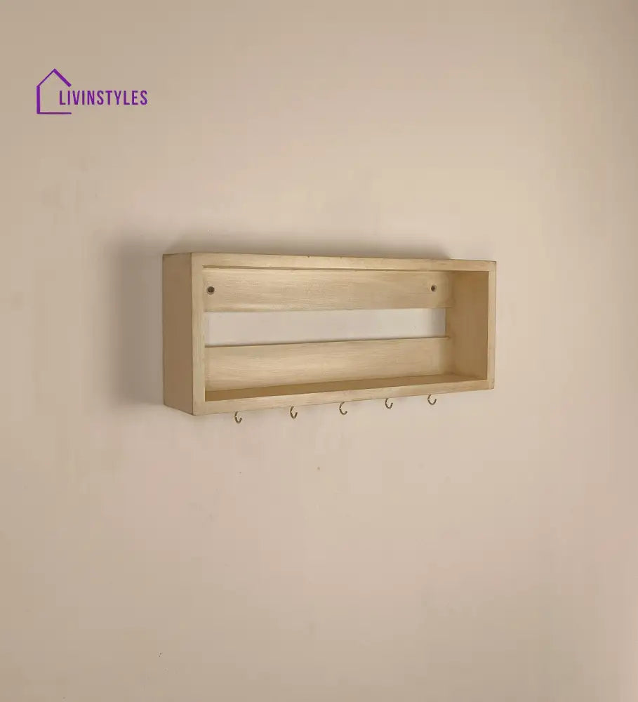 Avalon Wooden Wall Shelf Organiser With Key Holders