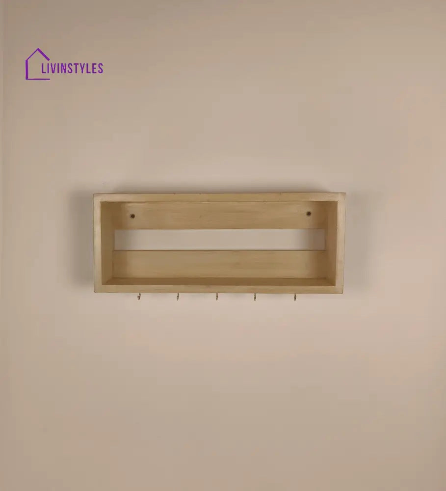 Avalon Wooden Wall Shelf Organiser With Key Holders