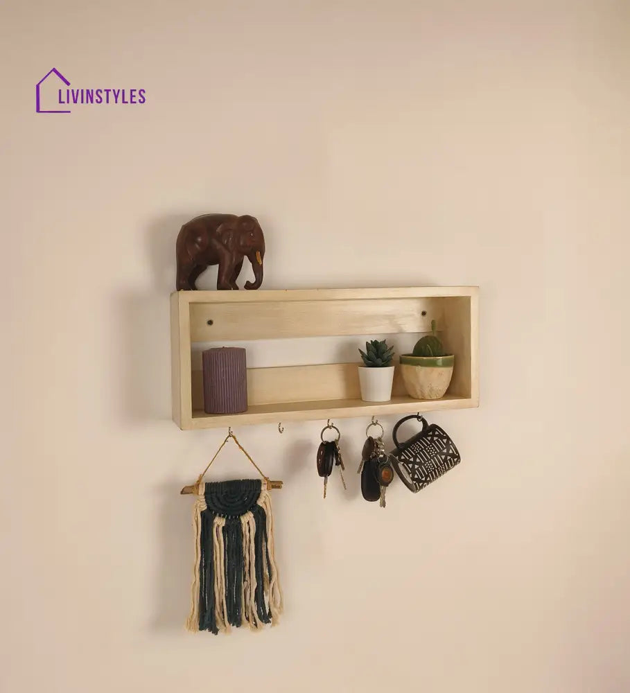 Avalon Wooden Wall Shelf Organiser With Key Holders