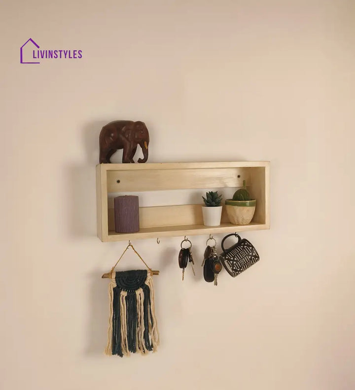 Avalon Wooden Wall Shelf Organiser With Key Holders