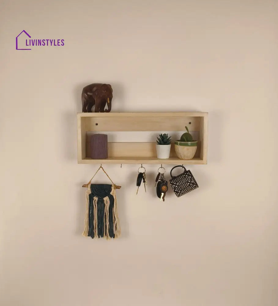 Avalon Wooden Wall Shelf Organiser With Key Holders