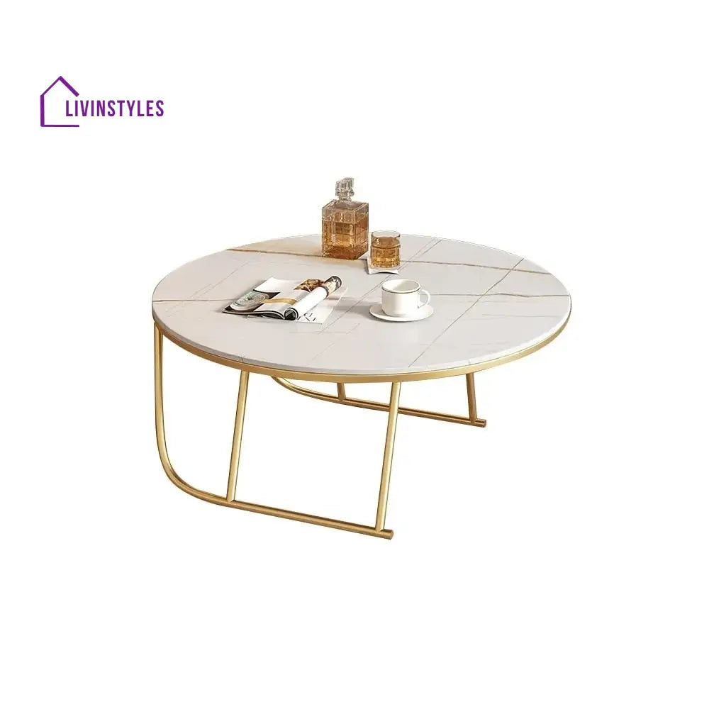 Ayaan Coffee Table Metal Legs With Marble Top