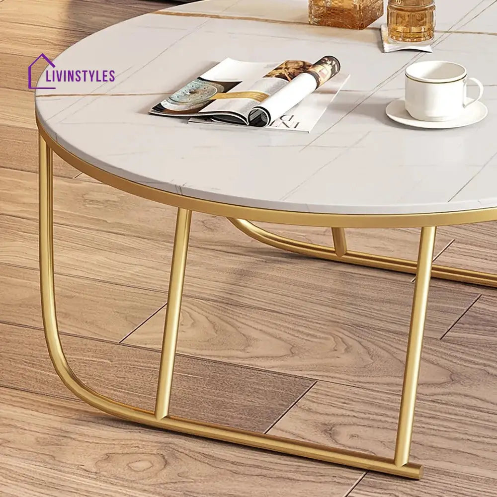 Ayaan Coffee Table Metal Legs With Marble Top