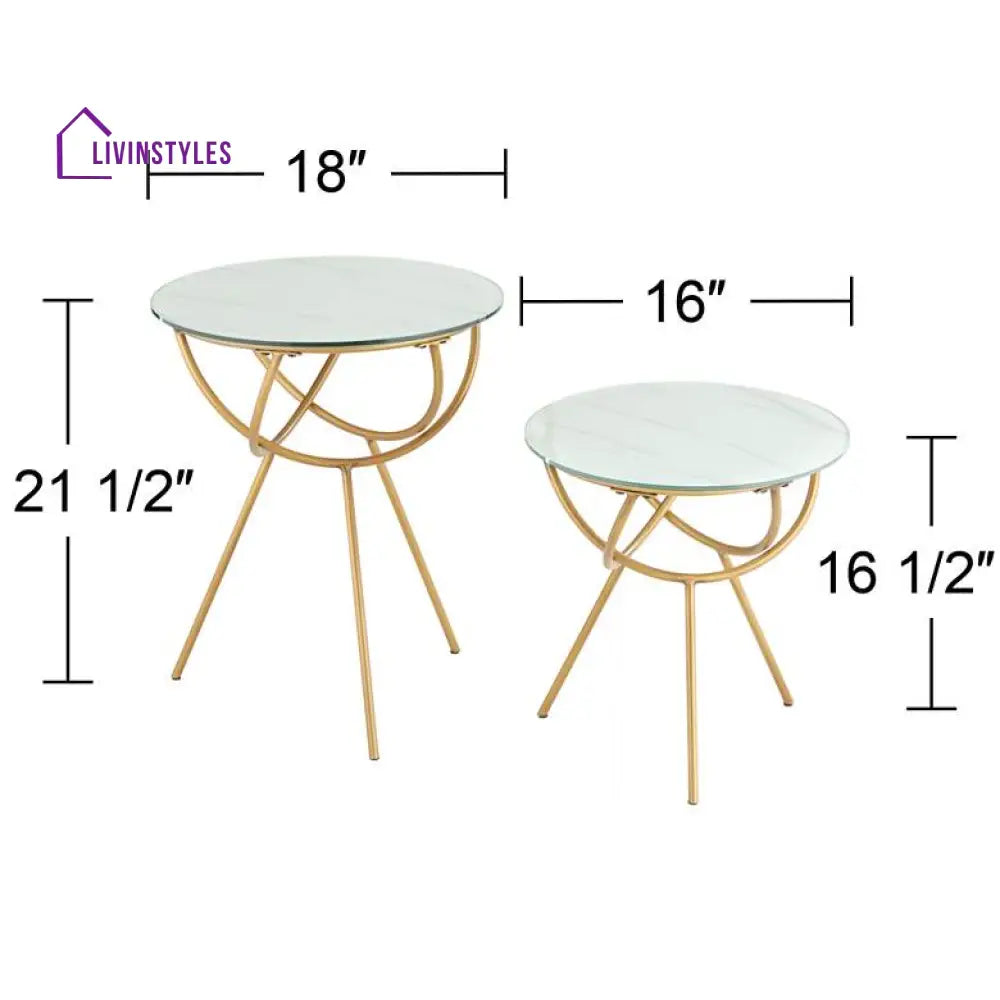 Ayaan Metal Side Table For Living Room - Set Of 2