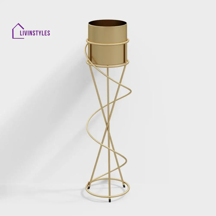 Baltimore Round Metal Plant Stand In Gold Color Stands