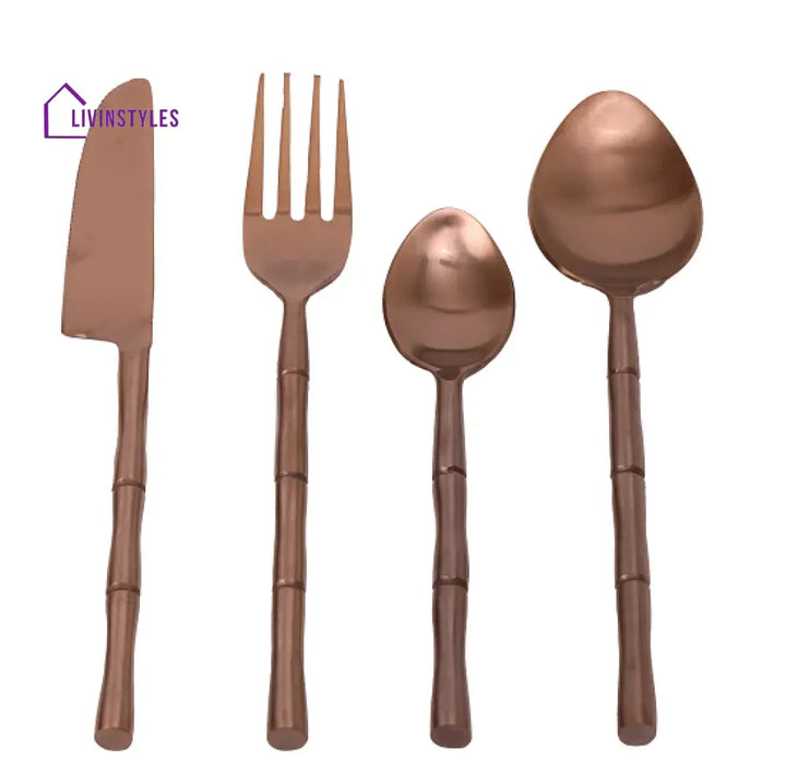 Bamboo Elegance Copper Cutlery Set