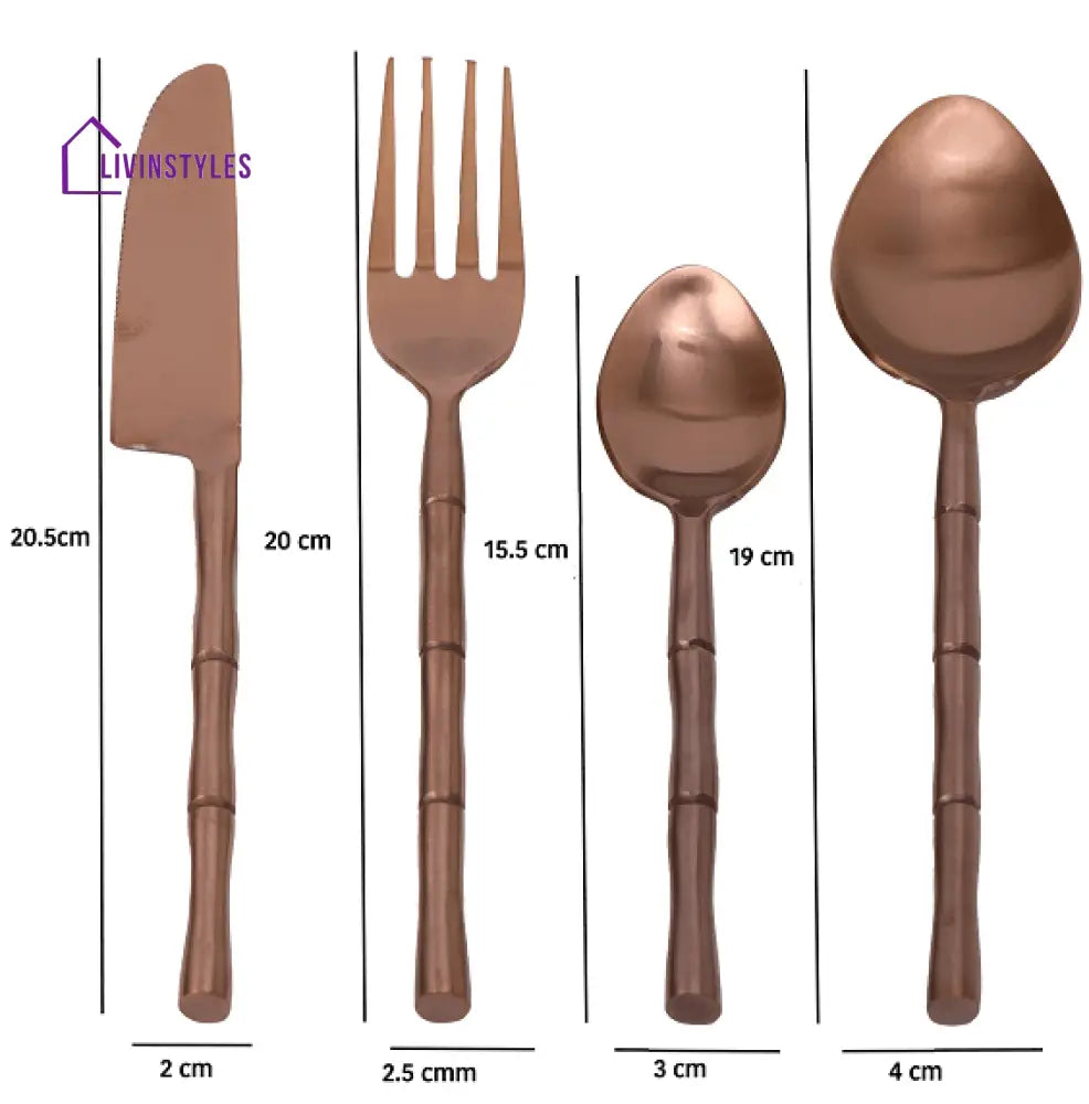 Bamboo Elegance Copper Cutlery Set