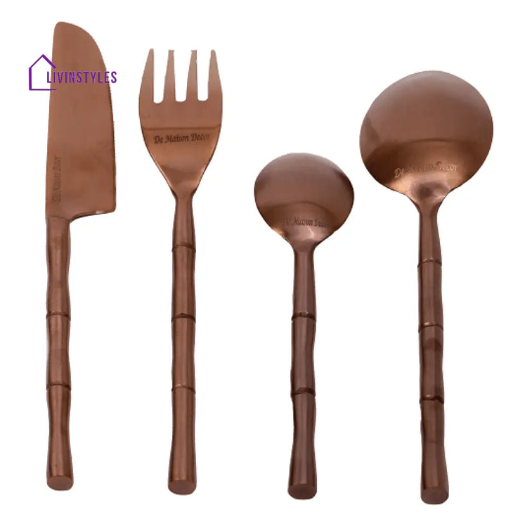 Bamboo Elegance Copper Cutlery Set