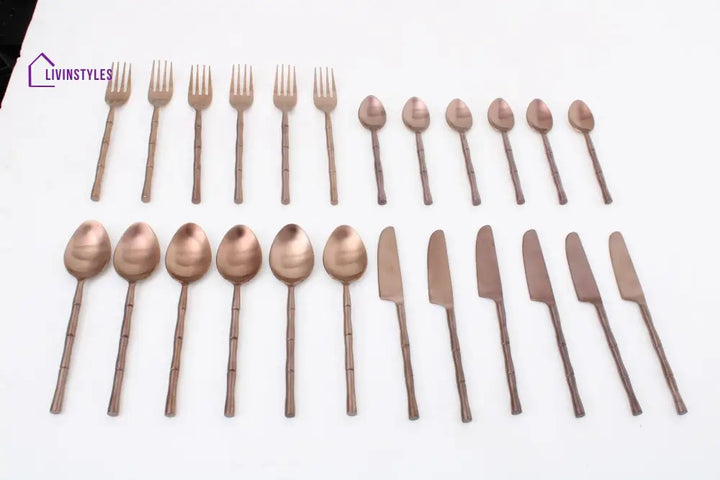 Bamboo Elegance Copper Cutlery Set Of 24