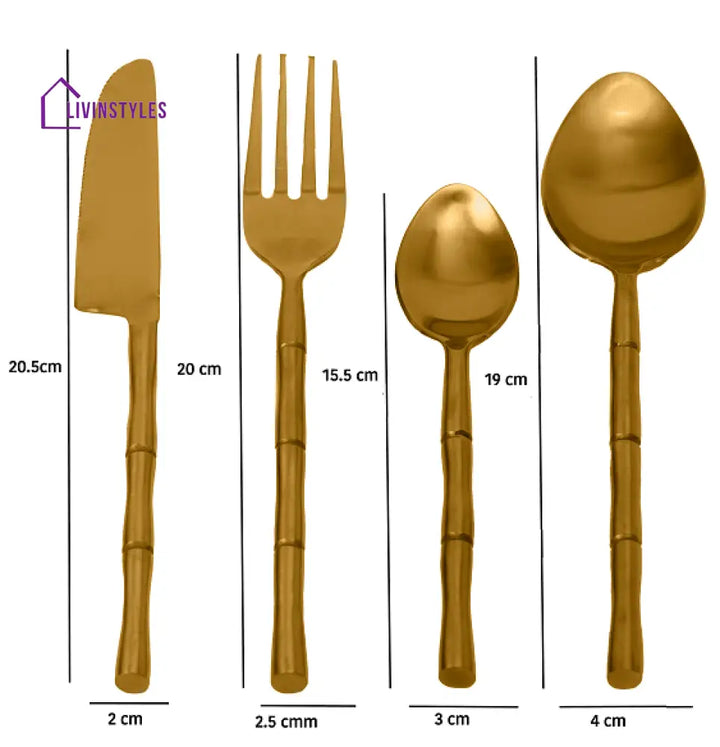 Bamboo Elegance Gold Cutlery Set