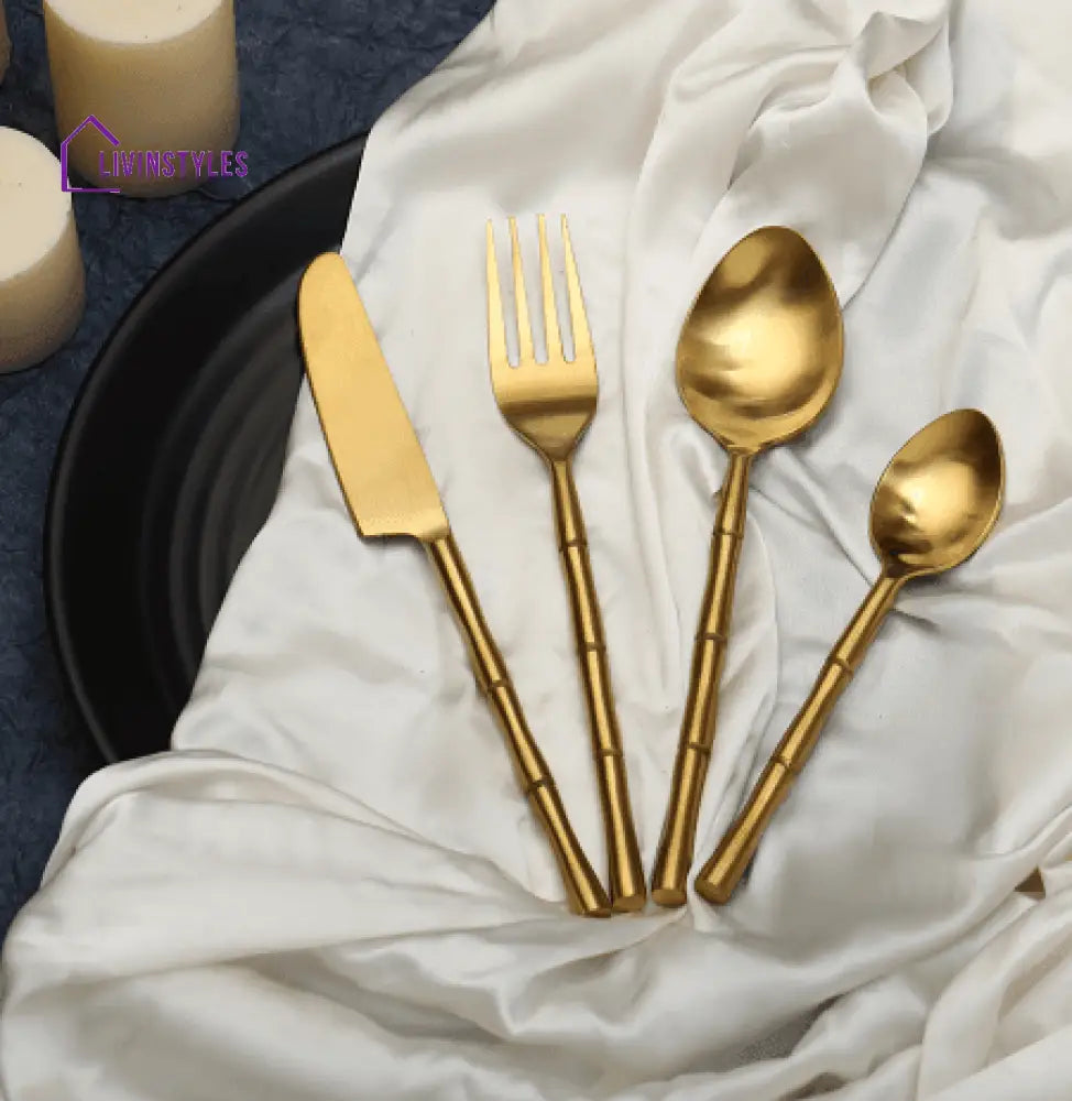 Bamboo Elegance Gold Cutlery Set