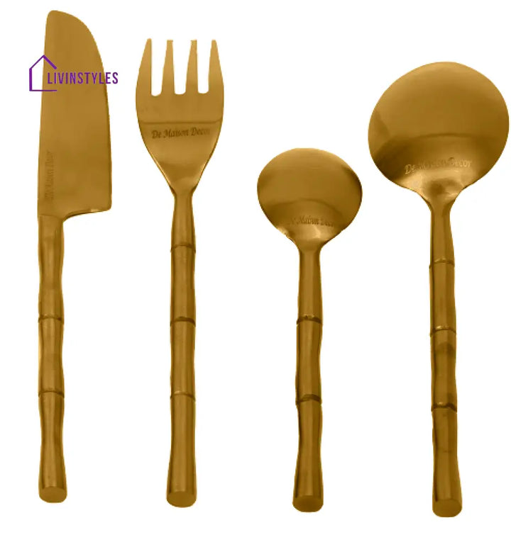 Bamboo Elegance Gold Cutlery Set