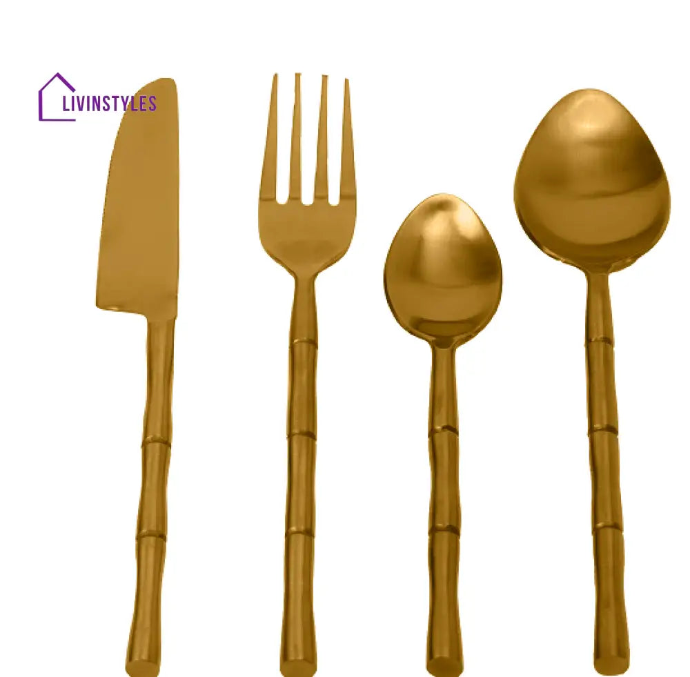 Bamboo Elegance Gold Cutlery Set