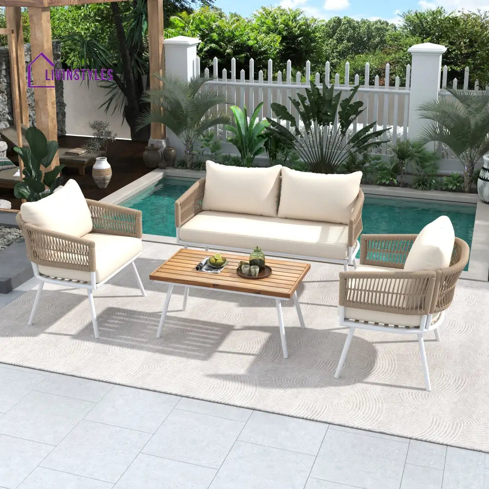 Bartha 4 Seater Metal And Rope Outdoor Sofa Set