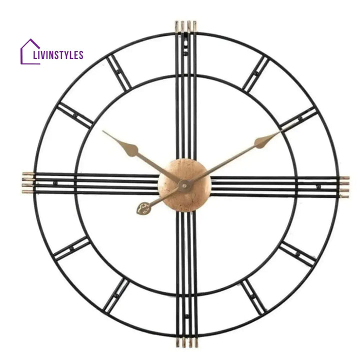 Bartha Gold And Black Metal Wall Clock