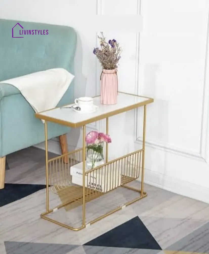 Basket Shepherd Metal And Marble Side Table End Tables