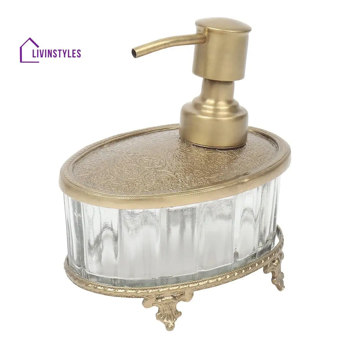 Bathtub Bliss Soap Dispenser Glass & Antique Brass