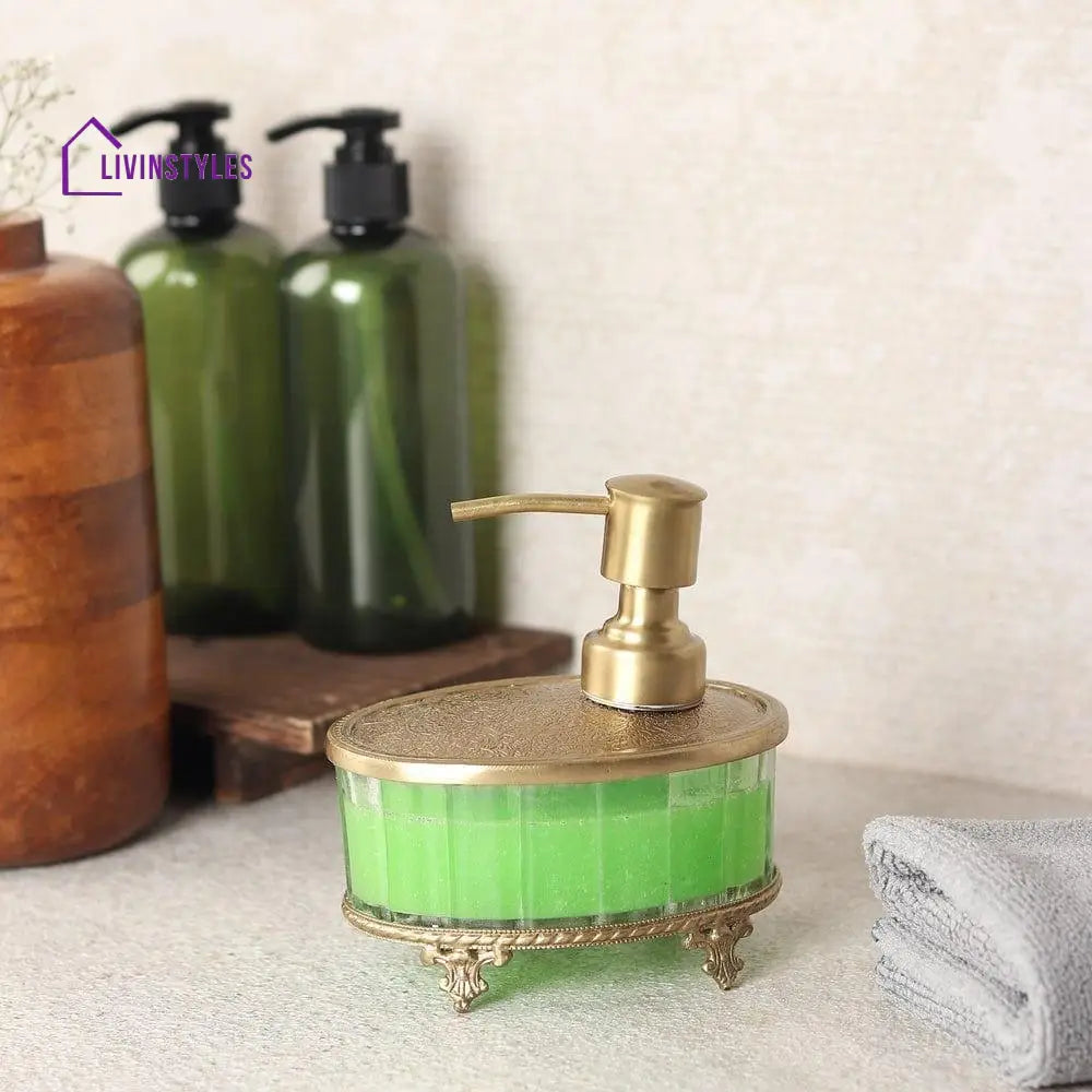 Bathtub Bliss Soap Dispenser Glass & Antique Brass