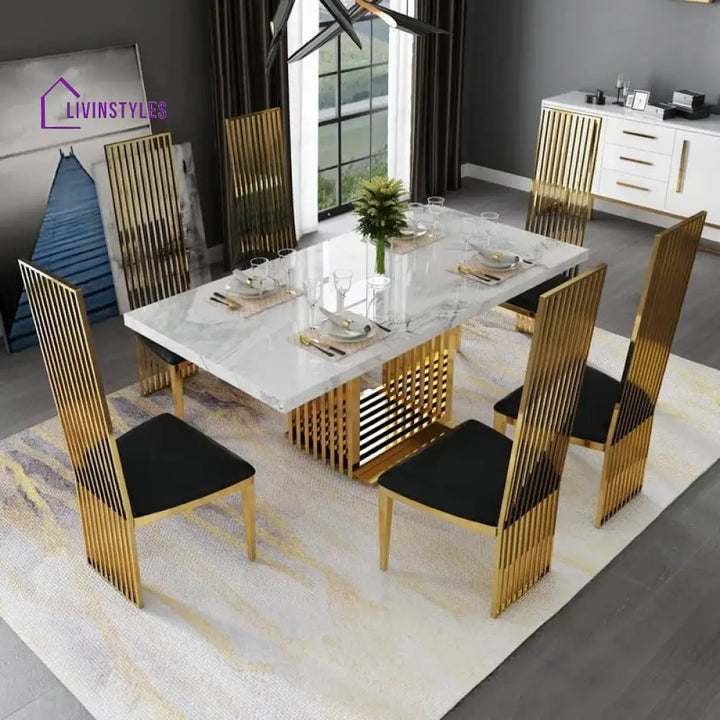 Beautiful Modern Rectangle White Marble Dining Table