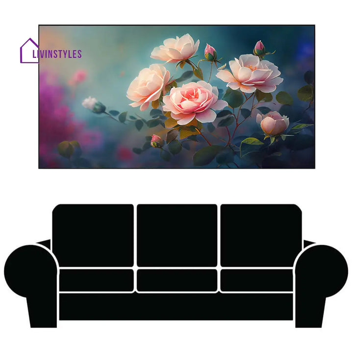 Beautiful Pink Roses On Canvas Wall Painting