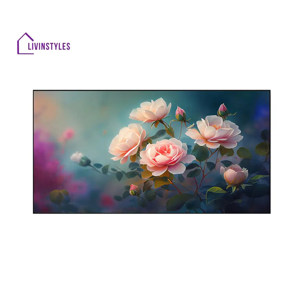 Beautiful Pink Roses On Canvas Wall Painting