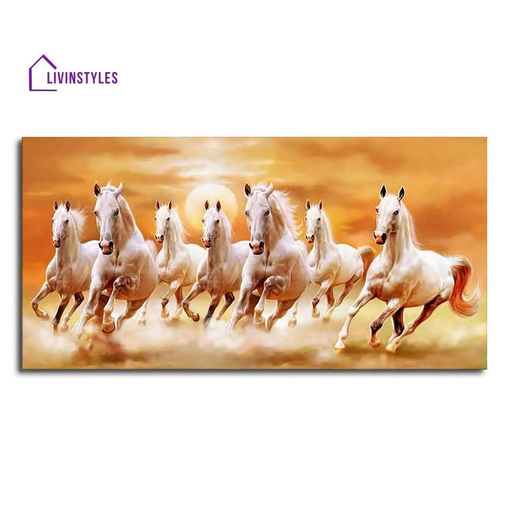 Beautiful Seven Running Horses Canvas Big Wall Painting