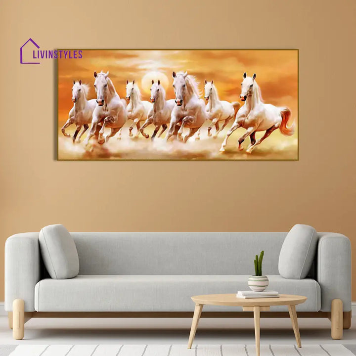 Beautiful Seven Running Horses Canvas Big Wall Painting Wall Painting