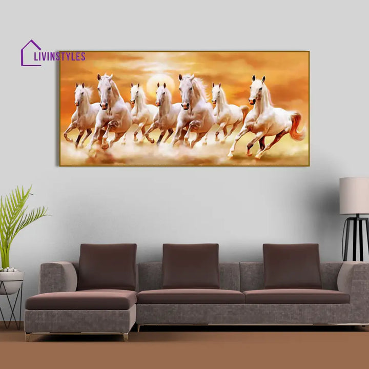 Beautiful Seven Running Horses Canvas Big Wall Painting Wall Painting