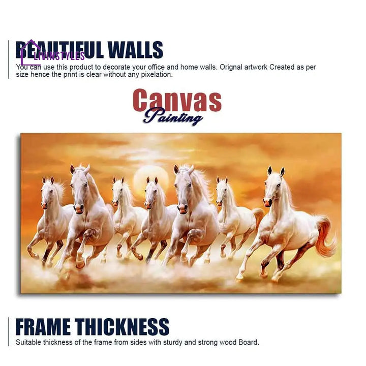 Beautiful Seven Running Horses Canvas Big Wall Painting