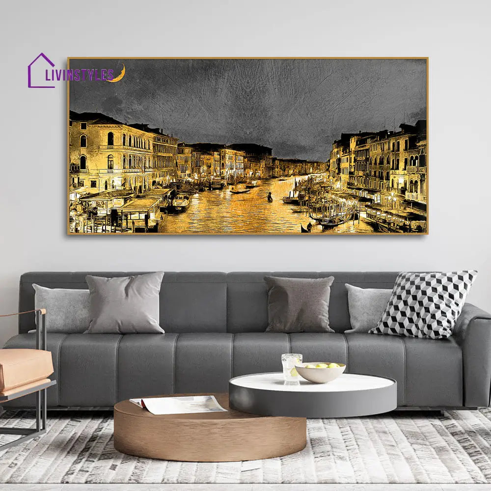 Beautiful Venice City At Night Canvas Wall Painting