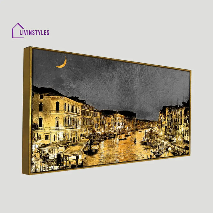 Beautiful Venice City At Night Canvas Wall Painting