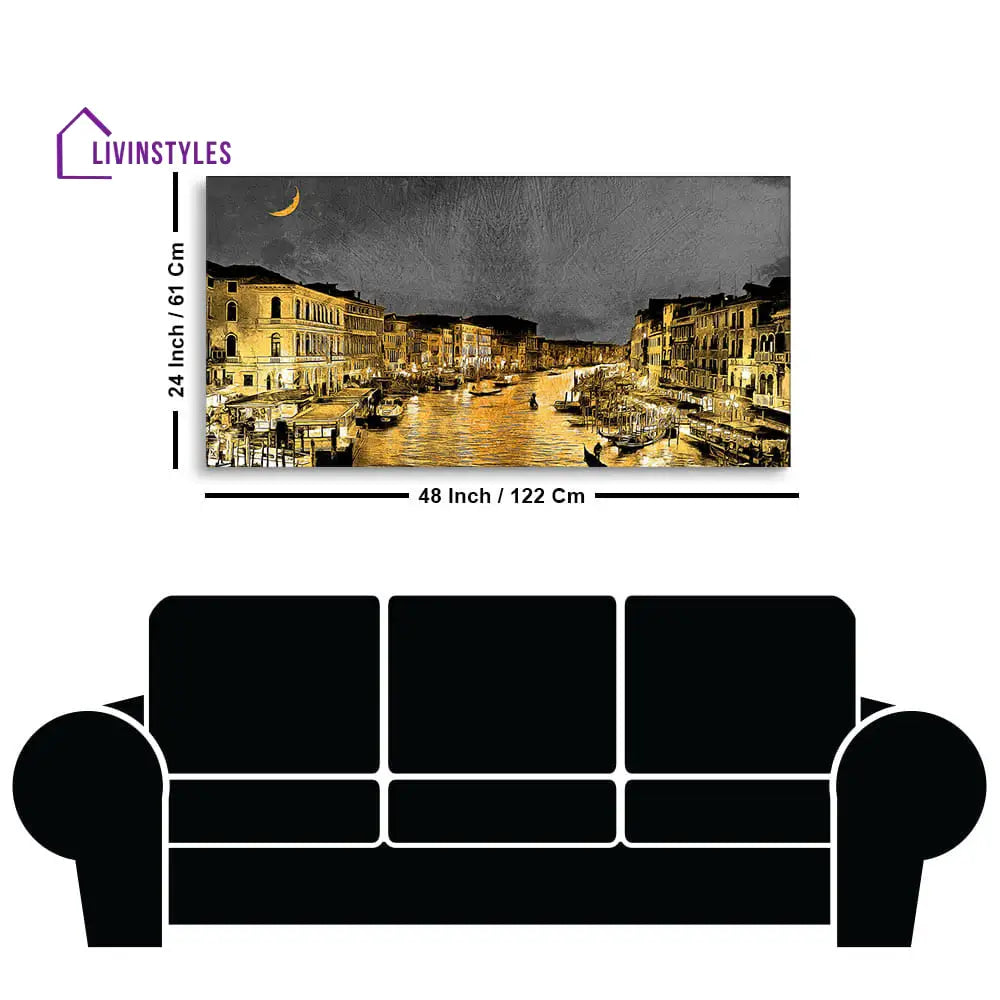 Beautiful Venice City At Night Canvas Wall Painting